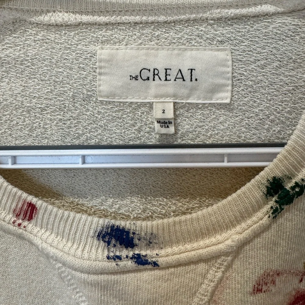 THE GREAT. Cream Artistic Splatter Sweatshirt - Picture 3 of 3